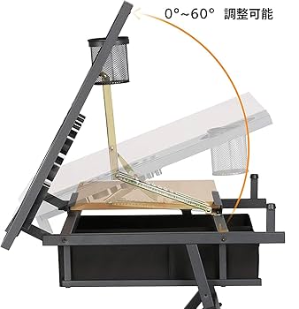 ▼製図、イラスト用デスク　未使用品 Amazon | 製図机木製製図台、高さ調節可能、傾斜可能な卓上0°-80